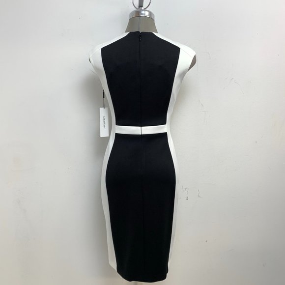 Slimming Design Color Block Calvin Klein Sheath Dress NWT - Picture 7 of 9